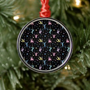 Girls Gymnastics Women Gymnasts with Stars Metal Tree Decoration