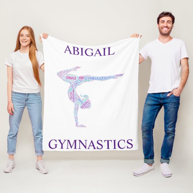 Girls Gymnastics Word Art / Word Cloud Fleece Blanket (In Situ)