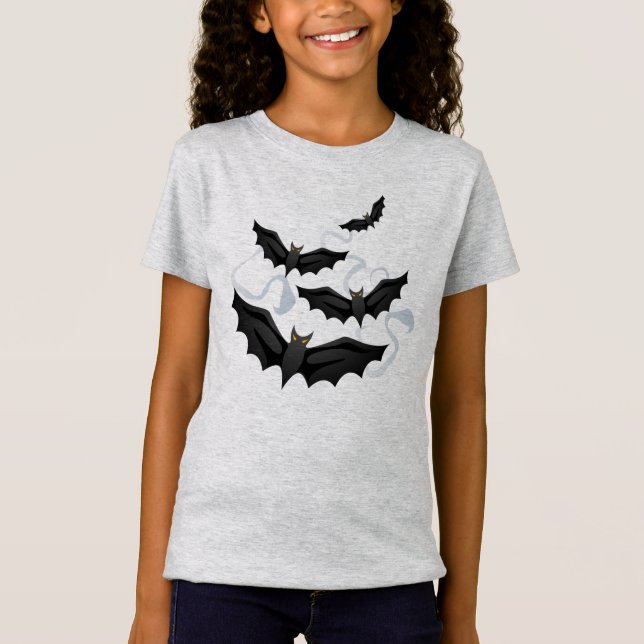 Girls Halloween Bats T-Shirt (Front)