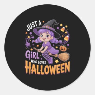 Girls Halloween  Classic Round Sticker