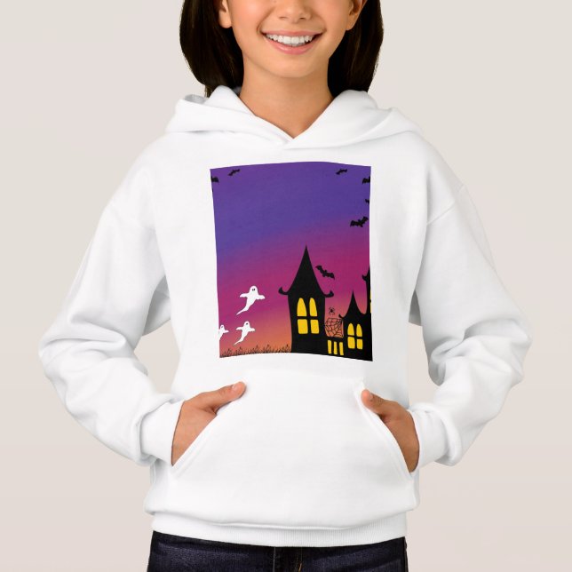 Girls' Halloween T-Shirt Hoodie (Front)