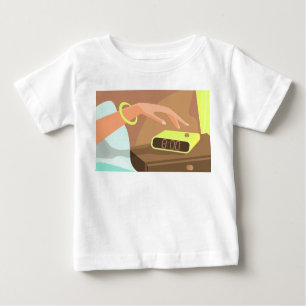Girls hand pushing on alarm clock snooze button baby T-Shirt