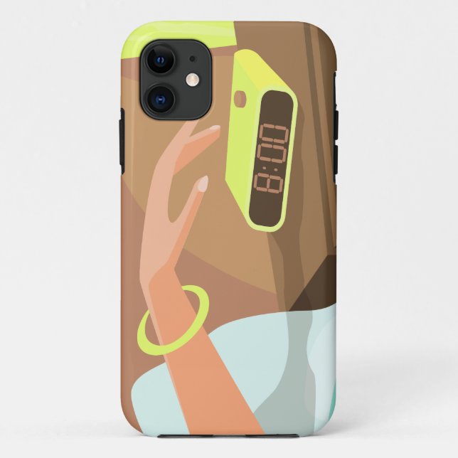 Girls hand pushing on alarm clock snooze button Case-Mate iPhone case (Back)