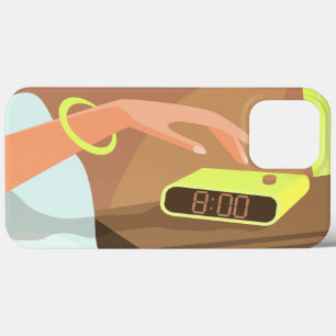 Girls hand pushing on alarm clock snooze button iPhone 13 pro max case