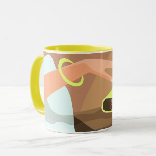 Girls hand pushing on alarm clock snooze button mug