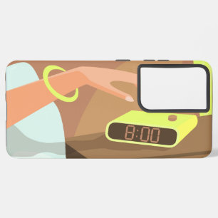 Girls hand pushing on alarm clock snooze button samsung galaxy case