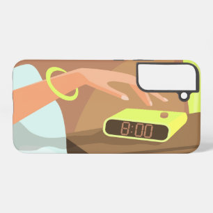 Girls hand pushing on alarm clock snooze button samsung galaxy case