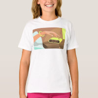 Girls hand pushing on alarm clock snooze button