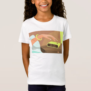 Girls hand pushing on alarm clock snooze button T-Shirt