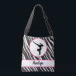 Girls Handstand Zebra Print Faux Fur    Crossbody Bag<br><div class="desc">This design is so unique and truly looks like real zebra fur,  personalised with the name of your child,  features a female silhouette doing a handstand pose that is popular in gymnastics,  dance,  cheer and even yoga. The background pattern has the look of zebra fur!</div>