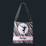 Girls Handstand Zebra Print Faux Fur    Crossbody Bag<br><div class="desc">This design is so unique and truly looks like real zebra fur,  personalised with the name of your child,  features a female silhouette doing a handstand pose that is popular in gymnastics,  dance,  cheer and even yoga. The background pattern has the look of zebra fur!</div>