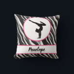 Girls Handstand Zebra Print Faux Fur   Cushion<br><div class="desc">This design is so unique and truly looks like real zebra fur,  personalised with the name of your child,  features a female silhouette doing a handstand pose that is popular in gymnastics,  dance,  cheer and even yoga. The background pattern has the look of zebra fur!</div>