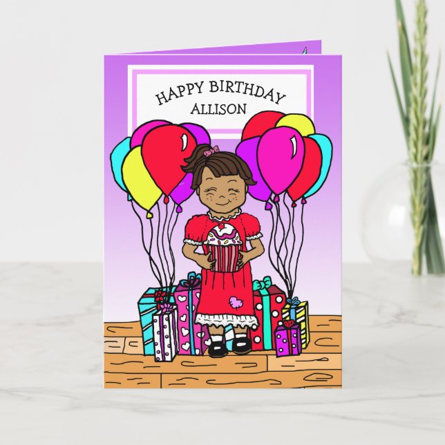Girl's Happy Birthday Card (Front)