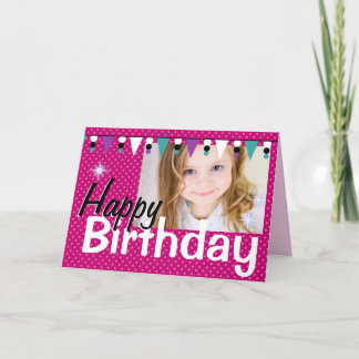 Girl's Happy Birthday Card - Pink Dots