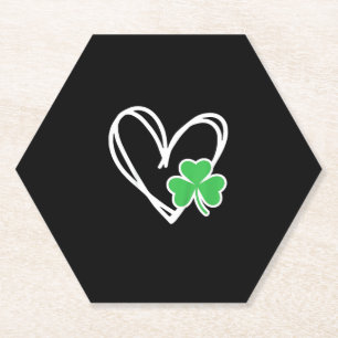Girls Heart St Patricks Day Shamrock Irish Toddler Paper Coaster
