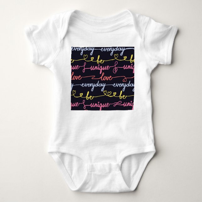 Girls' hearts, words seamless pattern. baby bodysuit (Front)