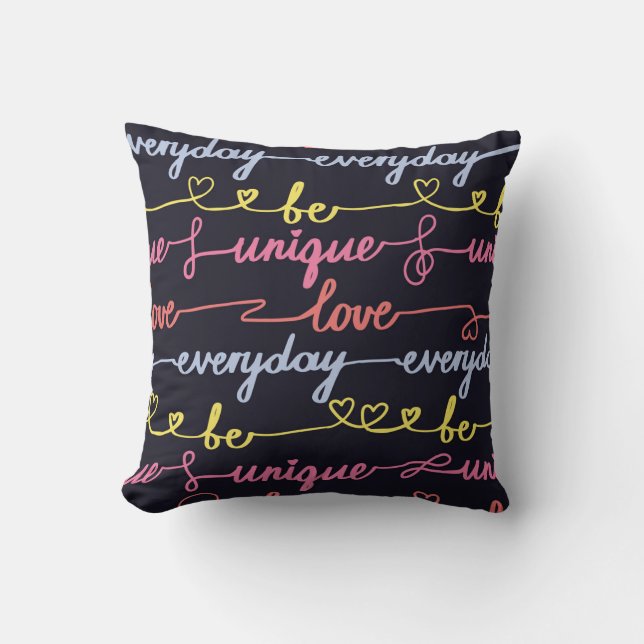 Girls' hearts, words seamless pattern. cushion (Front)