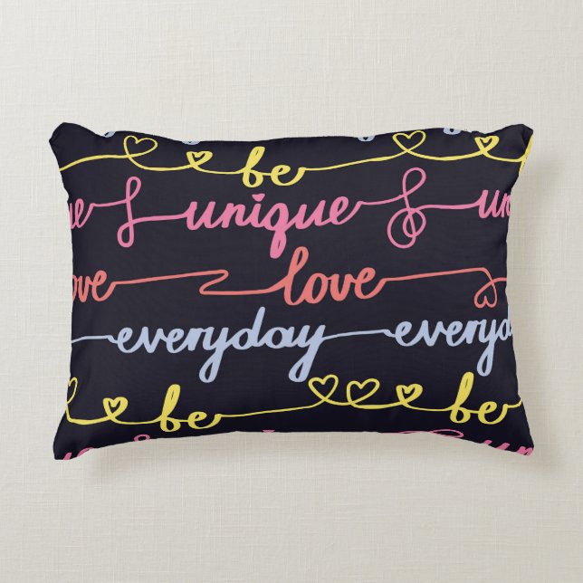 Girls' hearts, words seamless pattern. decorative cushion (Front)