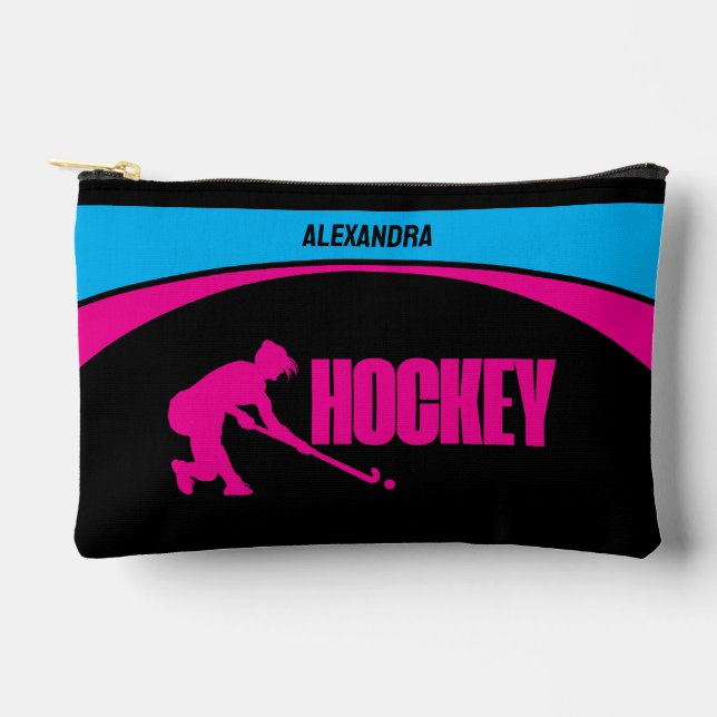 Girls Hockey Birthday Party, Hockey Player Gifts Accessory Pouch (Front)