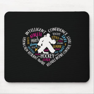 Girls Hockey Goalie Love Heart For Teens Women Wor Mouse Pad