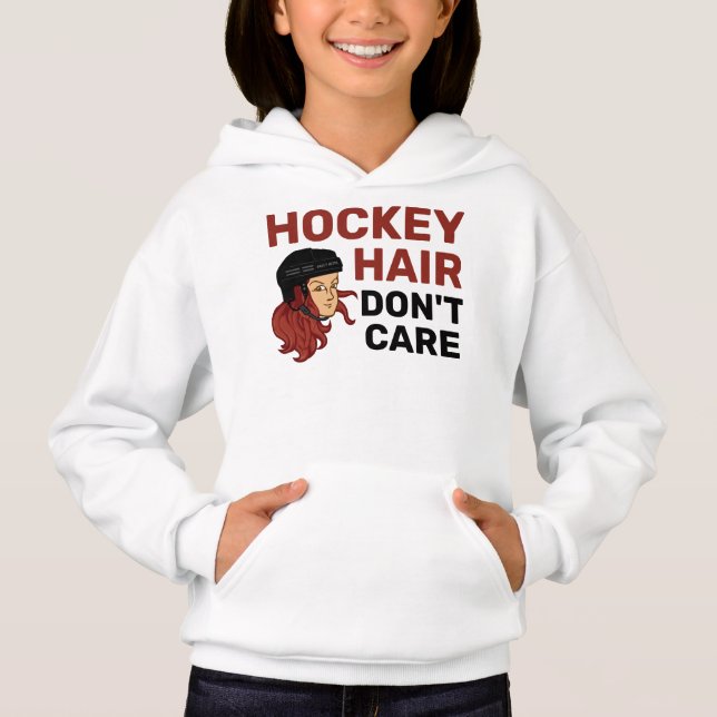 Girls Hockey Hair Don't Care Red Head (Front)