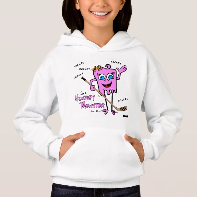 Girls Hockey Monster Pink Hoodie (Front)