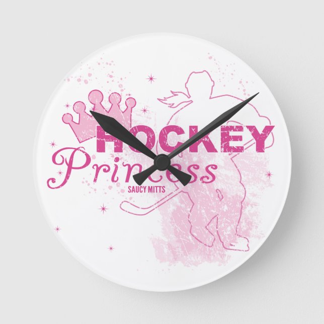 Girls Hockey Princess Round Clock (Front)