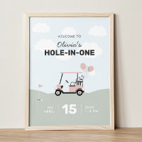 Girls' Hole-In-One Golf 1st Birthday Welcome Sign
