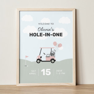 Girls' Hole-In-One Golf 1st Birthday Welcome Sign