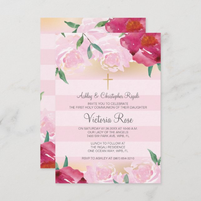 Girl's Holy First Communion Invitation (Front/Back)
