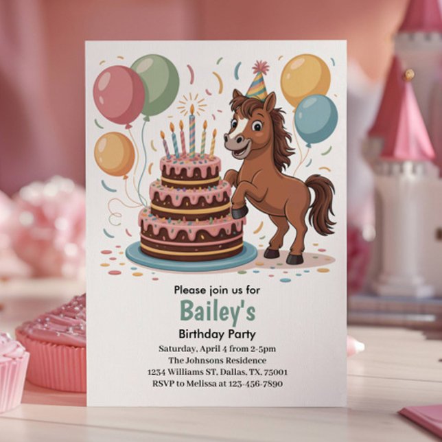 Girls Horse Birthday Party Invitation (Creator Uploaded)