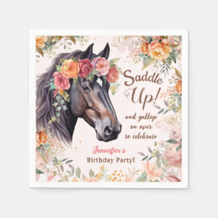Girls Horse Birthday Party Paper Napkin