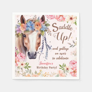 Girls Horse Birthday Party Paper Napkin