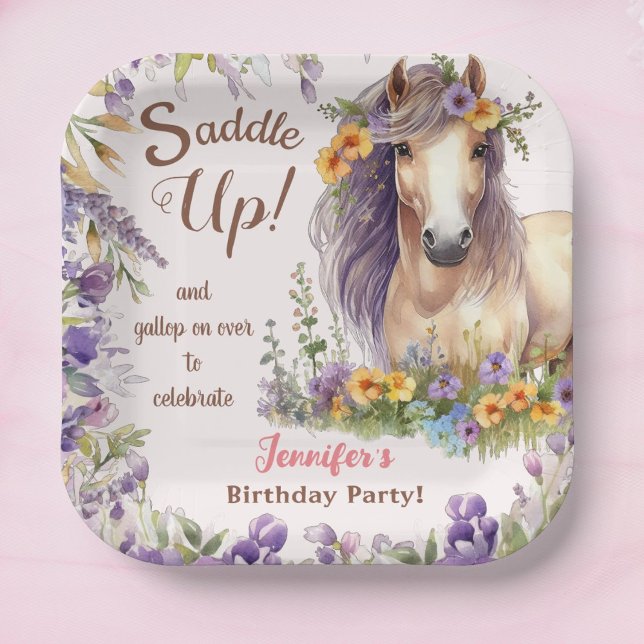 Girls Horse Birthday Party Paper Plates (Creator Uploaded)