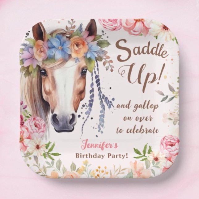Girls Horse Birthday Party Paper Plates (Creator Uploaded)