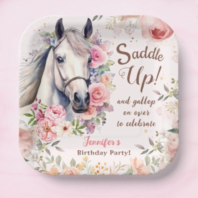 Girls Horse Birthday Party Paper Plates (Creator Uploaded)
