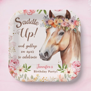 Girls Horse Birthday Party Paper Plates