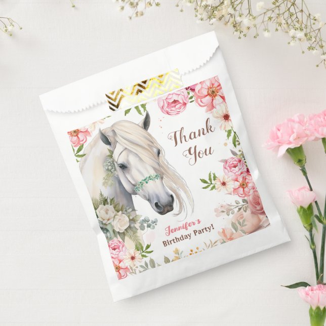 Girls Horse Birthday Party Pink Floral Favour Bags (Sealed)