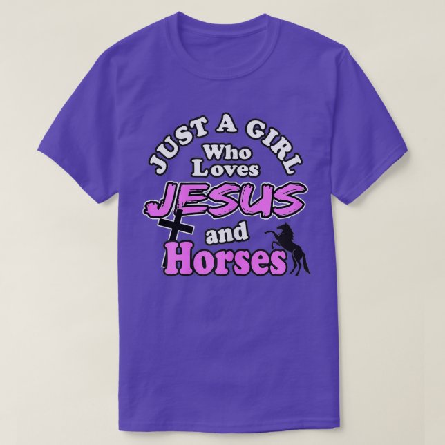 Girls Horse Lovers Just A Girl Who Loves Jesus and T-Shirt (Design Front)