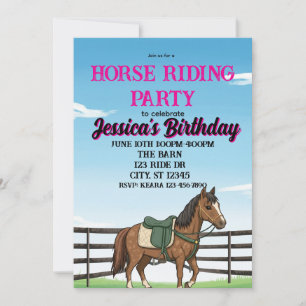 Girl's Horse Riding Birthday Party Invitation