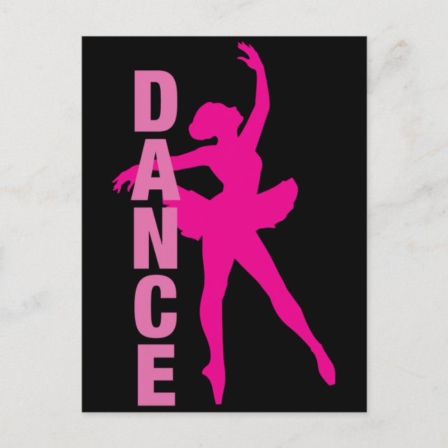 Girls Hot Pink Ballerina Dance Postcard (Front)