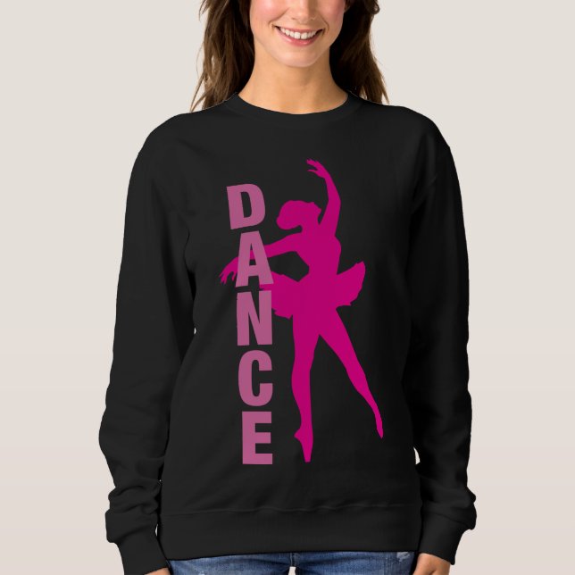 Girls Hot Pink Ballerina Dance Sweatshirt (Front)