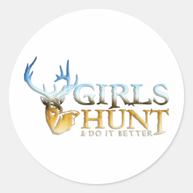 GIRLS HUNT DEER CLASSIC ROUND STICKER (Front)