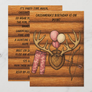 Girl's Hunting Digital Download Party Invite