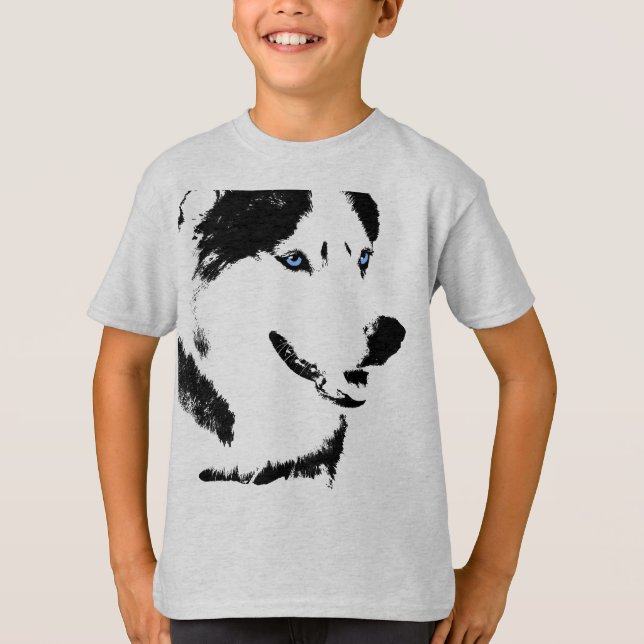 Girl's Husky Shirt Sled Dog Kid's Husky T-shirts (Front)