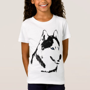 Girl's Husky Shirt Sled Dog Kid's Husky T-shirts