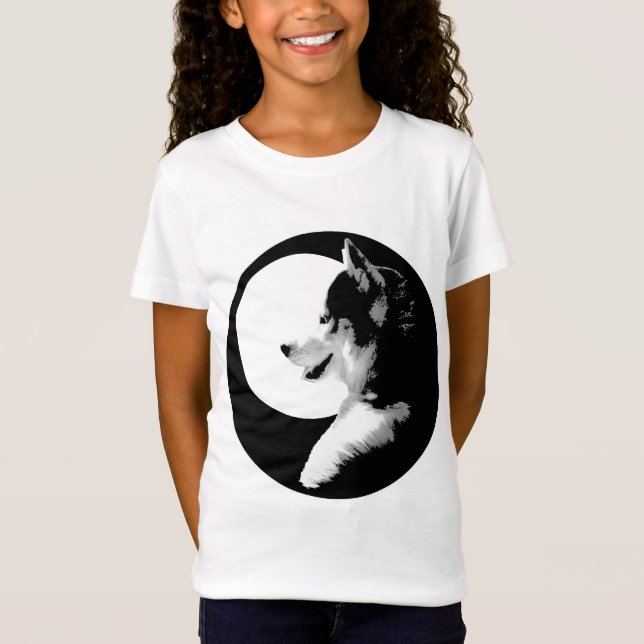 Girl's Husky T-Shirt Sled Dog Kid's Husky Shirt (Front)