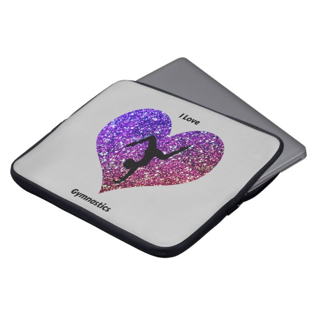 Girls I Love Gymnastics Glitter Laptop Sleeve (Front Top)
