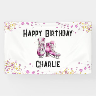 Girls Ice Skating Birthday Party Banner