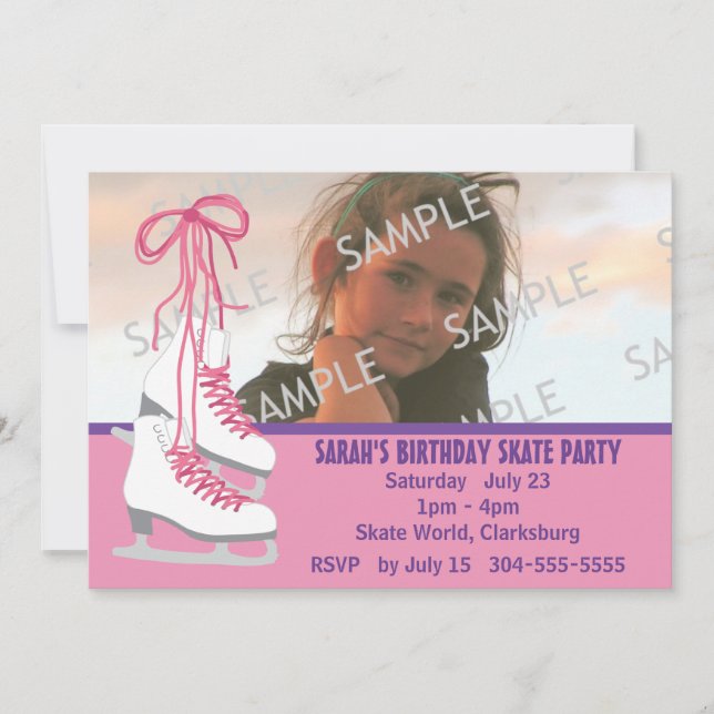 Girl's Ice Skating Party Invitation (Front)